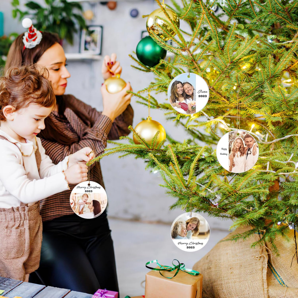 Personalized Christmas Ornaments 2025 Ceramic Custom Photo Text Christmas Ornament Customized Photo