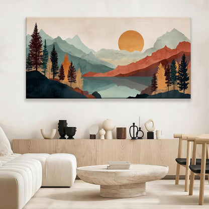 Tsomzxng Large Abstract Boho Wall Art For Living Room Canvas Art Wall Decor Artwork Mountain Forest
