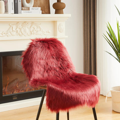 AMTOVO Faux Fur Rug, Burgundy Small Area Rug, Fluffy Sheepskin Rug, Fuzzy Ultra Soft 2 x 3 ft Shag