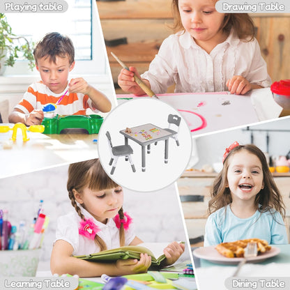 Toddler Table and Chair Set, Height Adjustable-Upgrade Kids Table and 2 Chairs for Ages 3-8