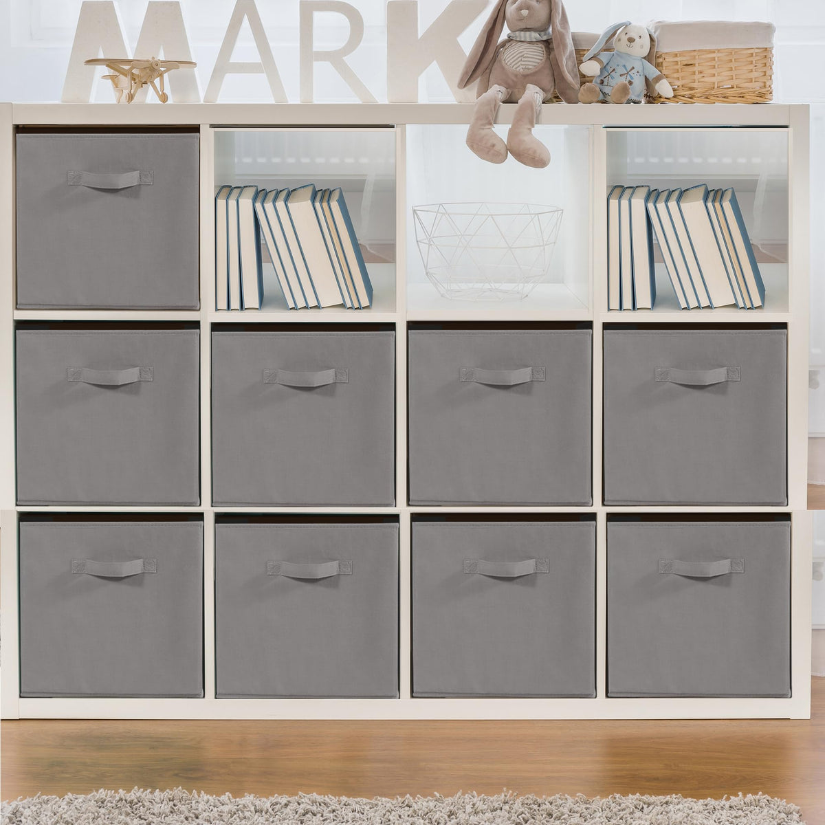 STORAGEIDEAS 11" Fabric Storage Bins, Collapsible Storage Cubes Organizer with Handles, Heavy Duty