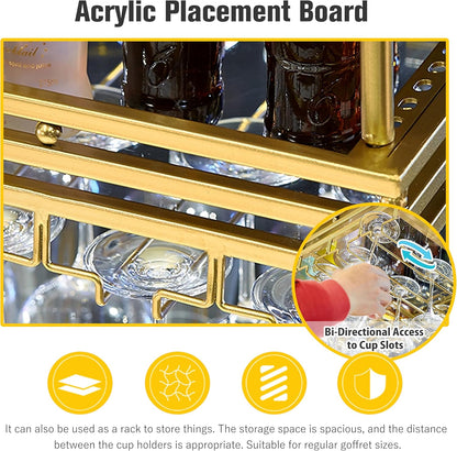 Ceiling Wine Rack&Hanging, Adjustable Hanging Wine Rack with Acrylic Board for Bar Cafe Kitche