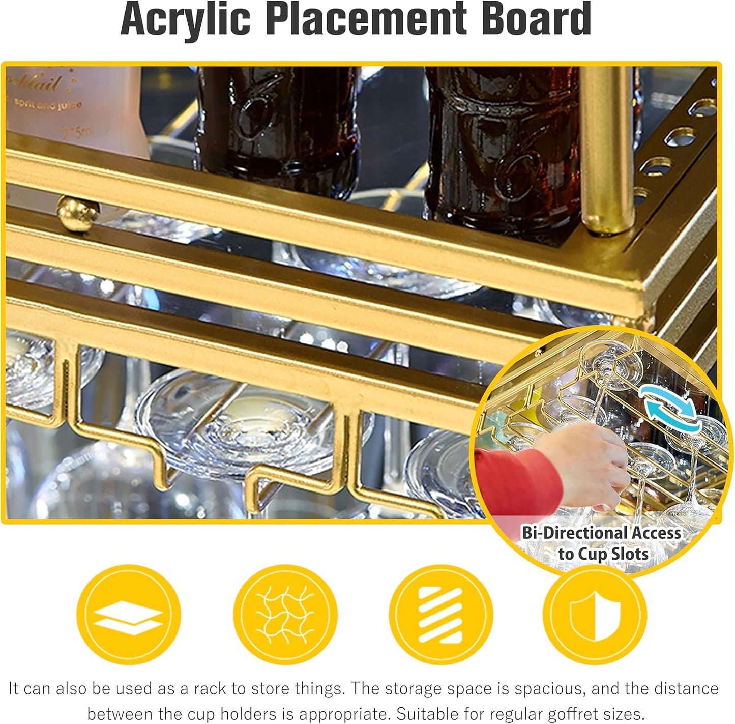 Ceiling Wine Hanger with Acrylic Board - Adjustable Iron Hanging Wine Glass and Bottle Rack