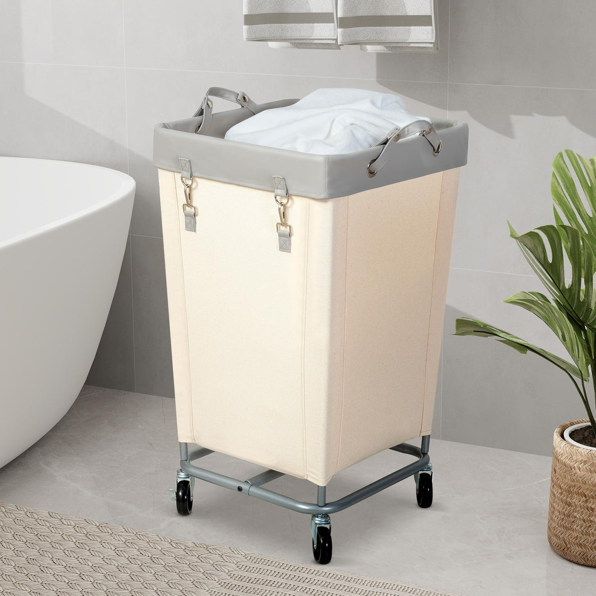 STO STO Laundry Hamper with Wheels, 160L Rolling Laundry Sorter Cart with Heavy Duty Steel Frame
