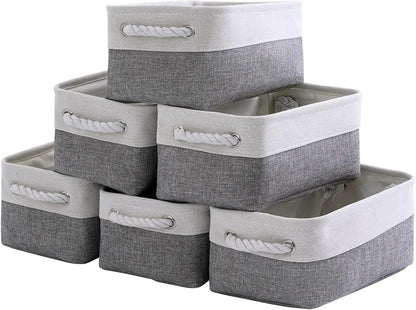 TcaFmac Small Storage Baskets for Shelf 6 Pack Canvas Storage Basket with Handles Fabric Storage