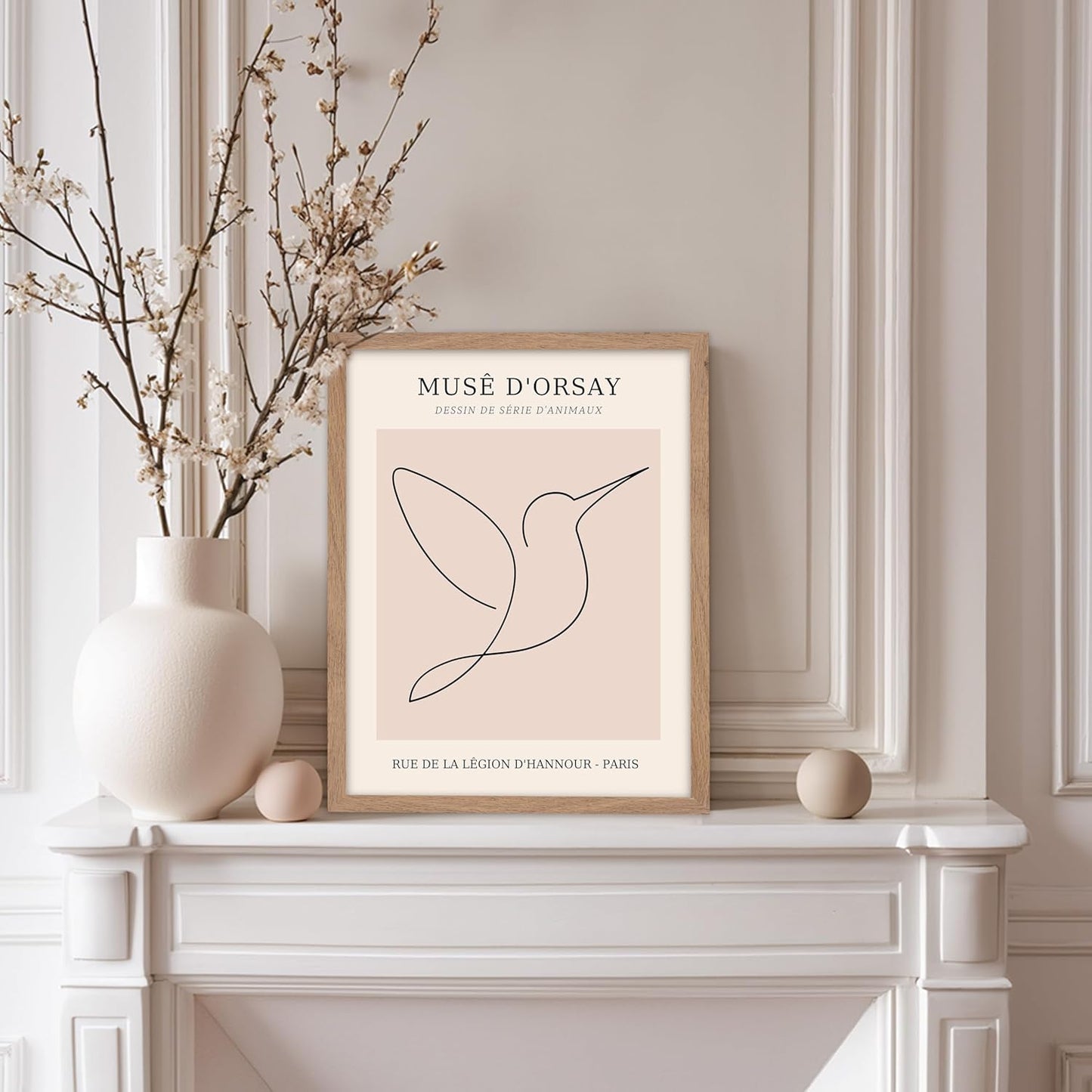 Poster Master Vintage Poster - Retro One Line Hummingbird Drawing Print - Bird Line Art - Minimal