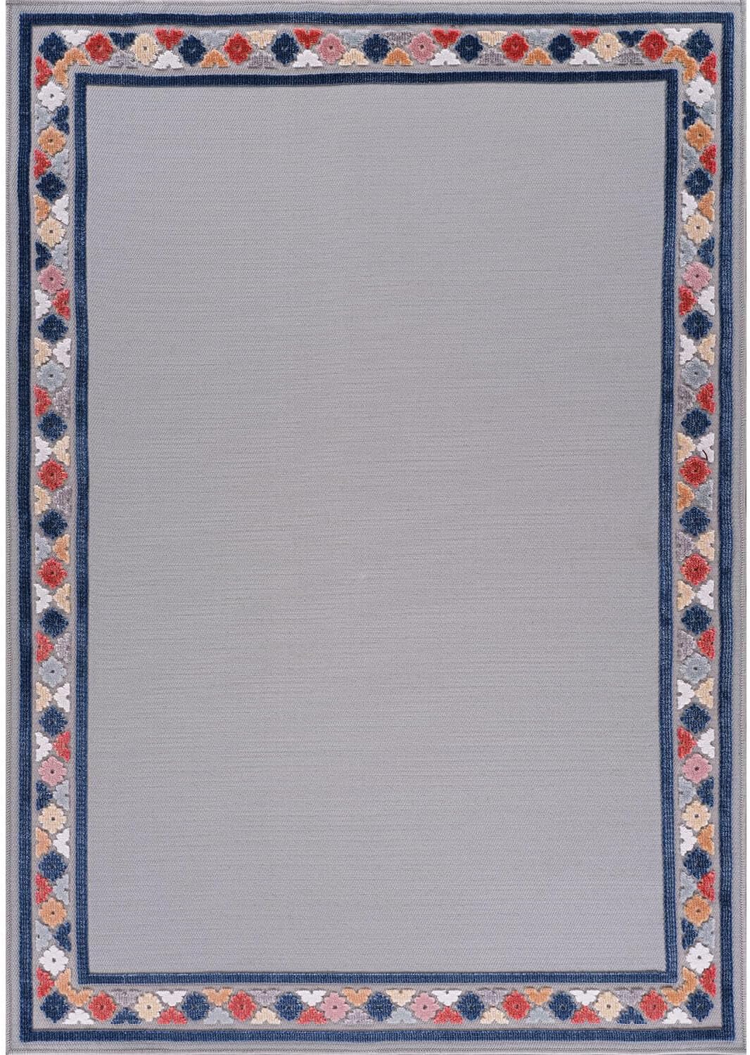 Beverly Rug Outdoor Rug 5x7 Modern Bordered Area Rugs for Indoor and Outdoor Patio Easy to Clean