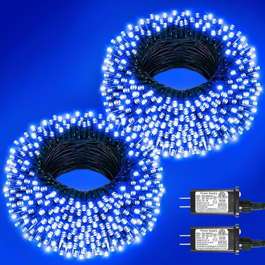 2 Pack Christmas Lights Outdoor, Total 200FT 600LED Christmas Tree Lights with 8 Modes Waterproof
