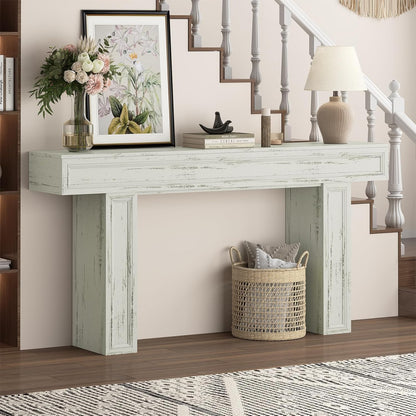Rresyet 63 Inch Long Console Table, Sofa Table Behind Sofa, Wooden Entryway Table, Farmhouse