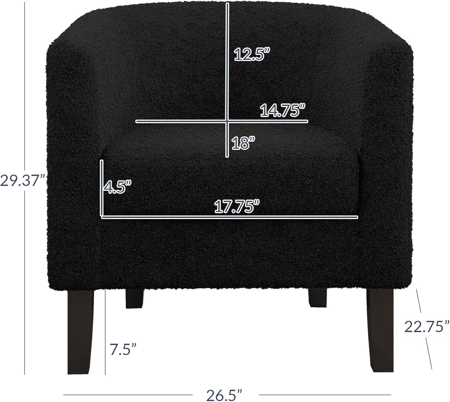 BELLEZE Living Room Chair, Teddy Polyester Accent Barrel Chair, Club Tub Sofa Chair for Bedroom