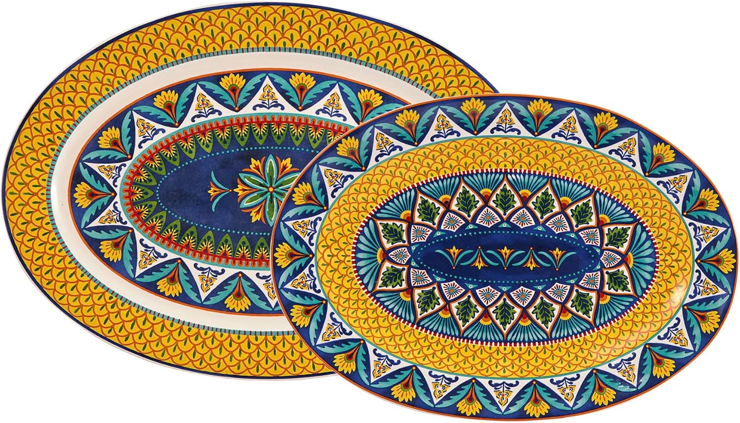 Bico Havana 16 plus 14 inch Oval Platters Set, Set of 2, Microwave and Dishwasher Safe, for Serving