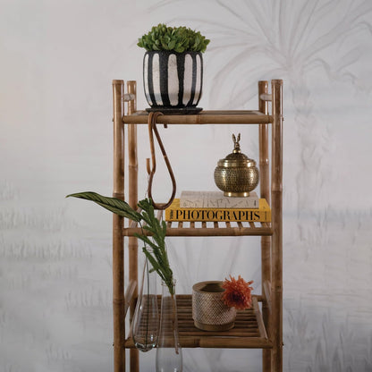 Creative Co-Op Round Hammered Metal Container with Rabbit Finial, Brass Finish