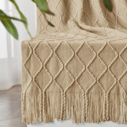 inhand Knitted Throw Blanket for Couch and Bed, Soft Living Room Home Decor Knitted Blanket with