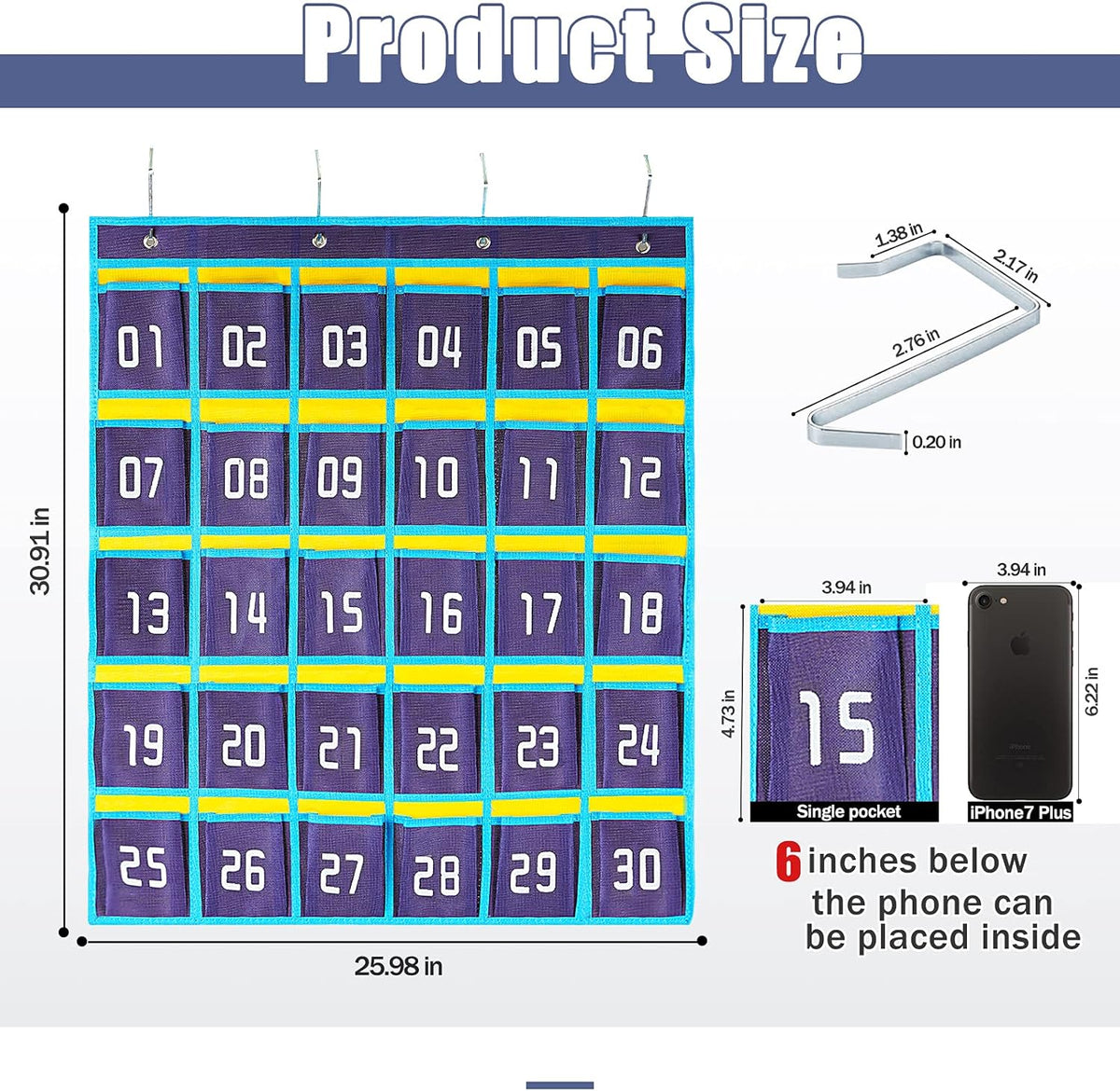 Loghot Classroom Accessories Closet Pocket Chart for Cell Phones Holder Wall Door Hanging Organizer