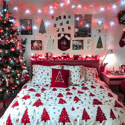 JMEXSUSS Connectable Red and White Christmas Lights, 8 Modes 100 LED Twinkle String Lights Indoor