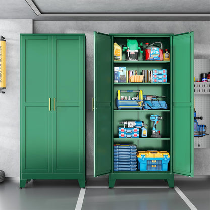 Green Metal Storage Cabinet,75" Steel Cabinets for Home Office, Kitchen Pantry Storage Cabinet with