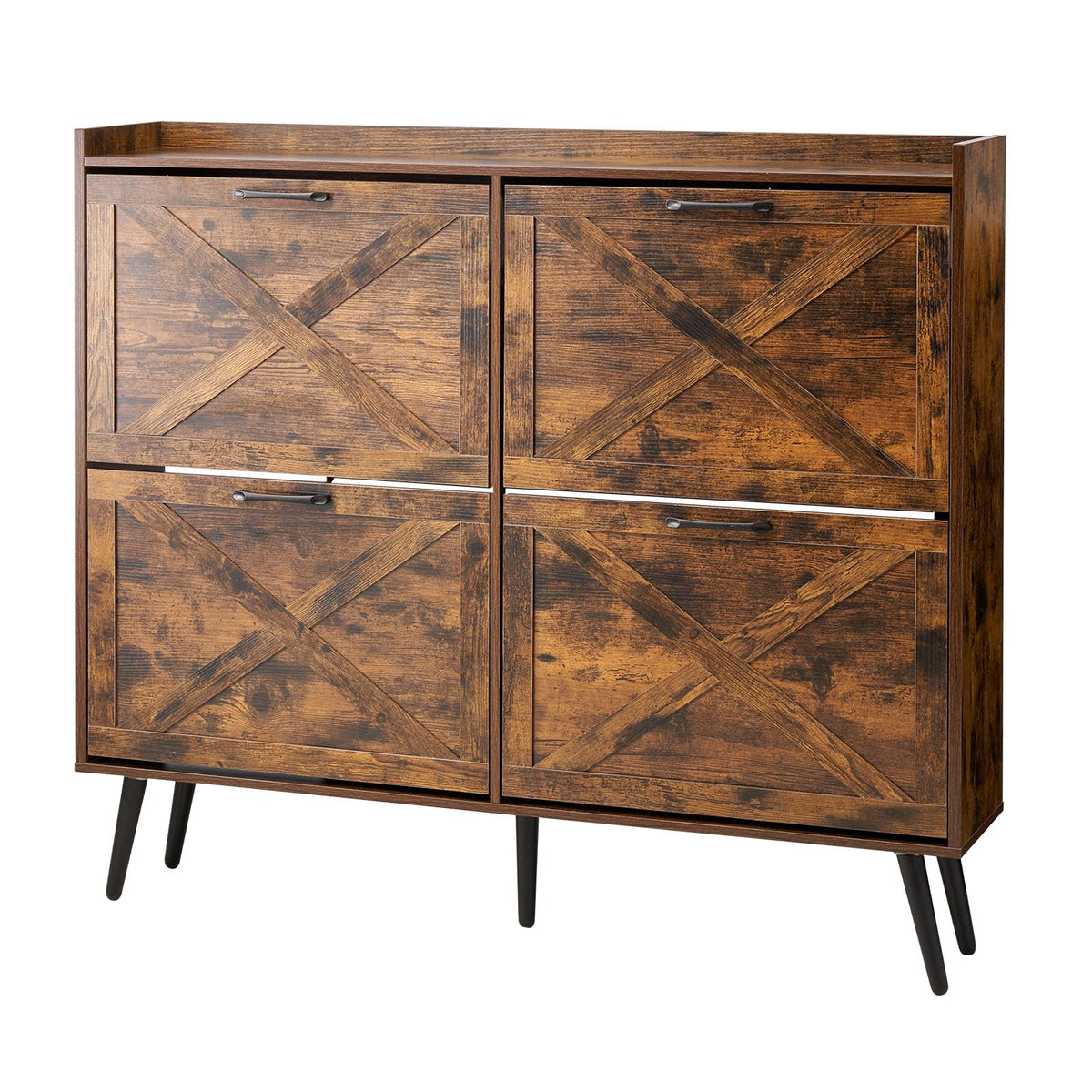VEVOR Shoe Cabinet with 4 Flip Drawers, Farmhouse Shoes Storage Cabinet with Wood Legs and