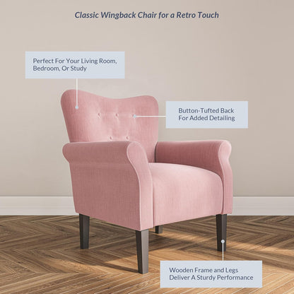 BELLEZE Modern Accent Chair for Living Room, High Back Armchair with Wooden Legs, Upholstered