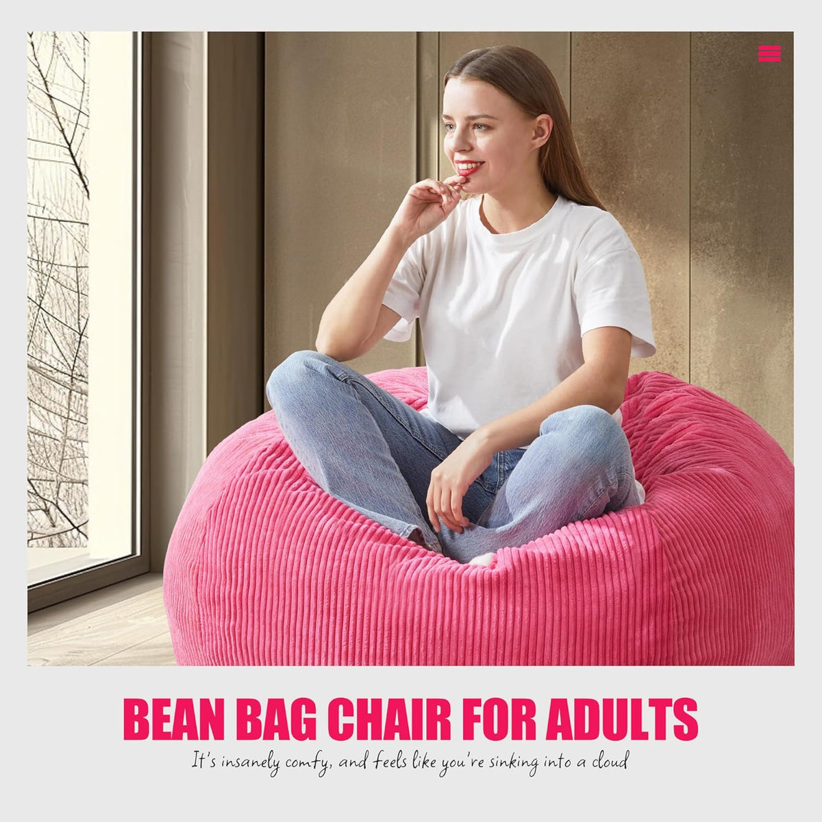 Hobestluk 3.5FT Bean Bag Chair Adult Bean Bag Chair Large Bean Bag Chair with Filler Included