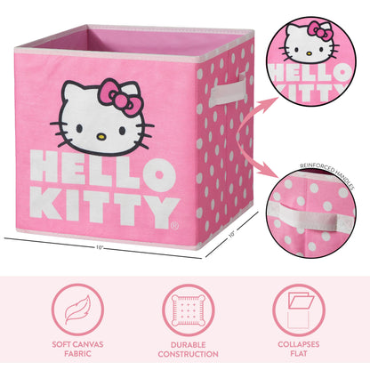 Hello Kitty Set of 2 Storage Cubes with Handles, Durable Foldable Fabric Organizer Bins for