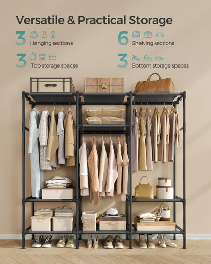 SONGMICS Clothes Rack,72 Inch Large Capacity Portable Closet, Heavy Duty Wardrobe Closet Organizer