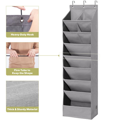 6 Pack Shoe Organizer with 6 Extra Large Pockets and 4 Large Pocket, Over the Door Sturdy Closet