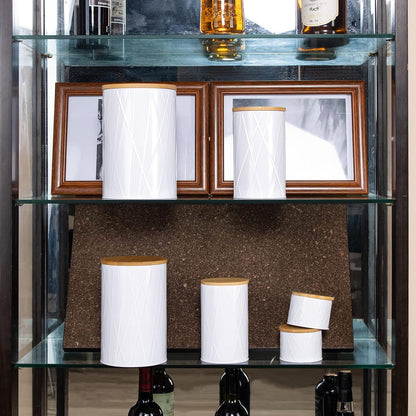 White Canister Sets for Kitchen Counter, Kitchen Canisters Set of 6, Flour and Sugar Containers
