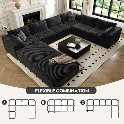 157.5" Cloud Couch Oversized Modular Sectional Sofa for Living Room,Modern Sofa with Deep Seat，8