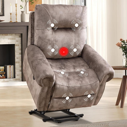 EBELLO Electric Power Recliner Chair with Massage and Heat, Soft Fabric Massage Recliner for
