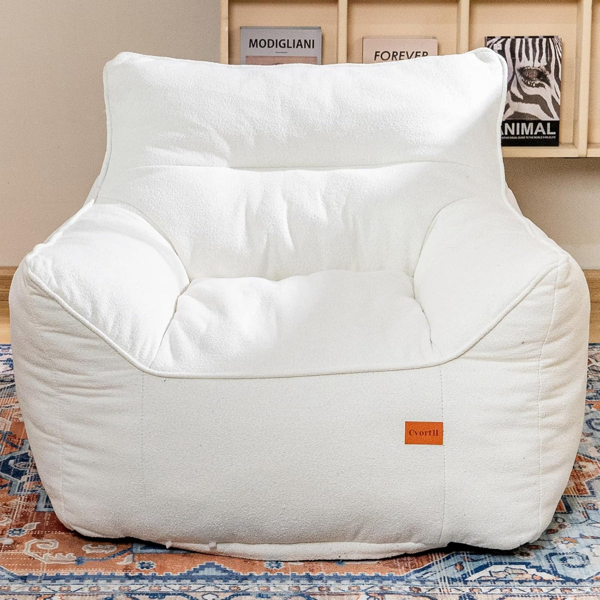 Bean Bag Chair for Adults, Comfy Tufted Bean Bag Chair Sofa with Armrests, Lazy Beanbag Chair with
