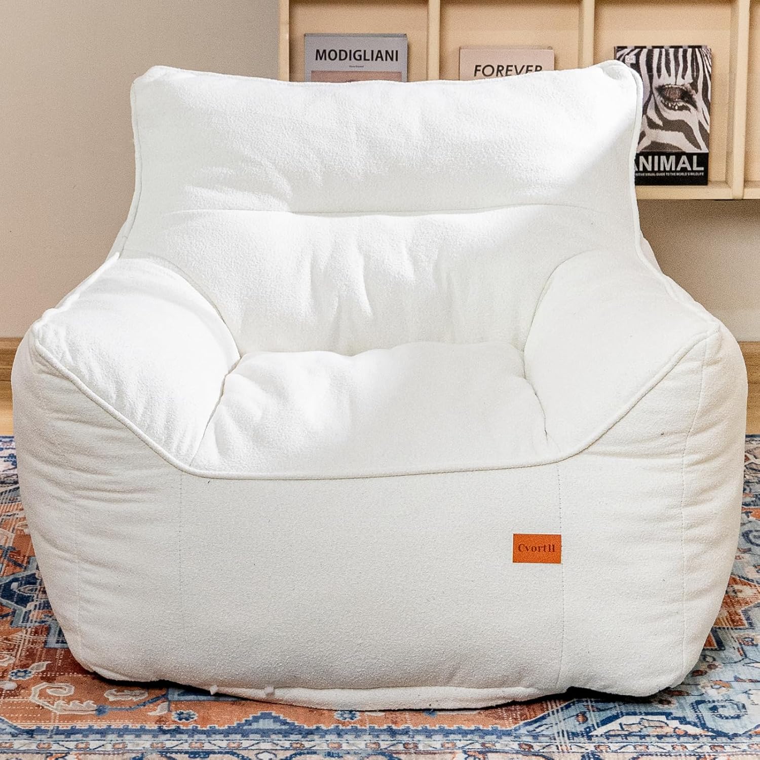Bean Bag Chair for Adults, Comfy Tufted Bean Bag Chair Sofa with Armrests, Lazy Beanbag Chair with