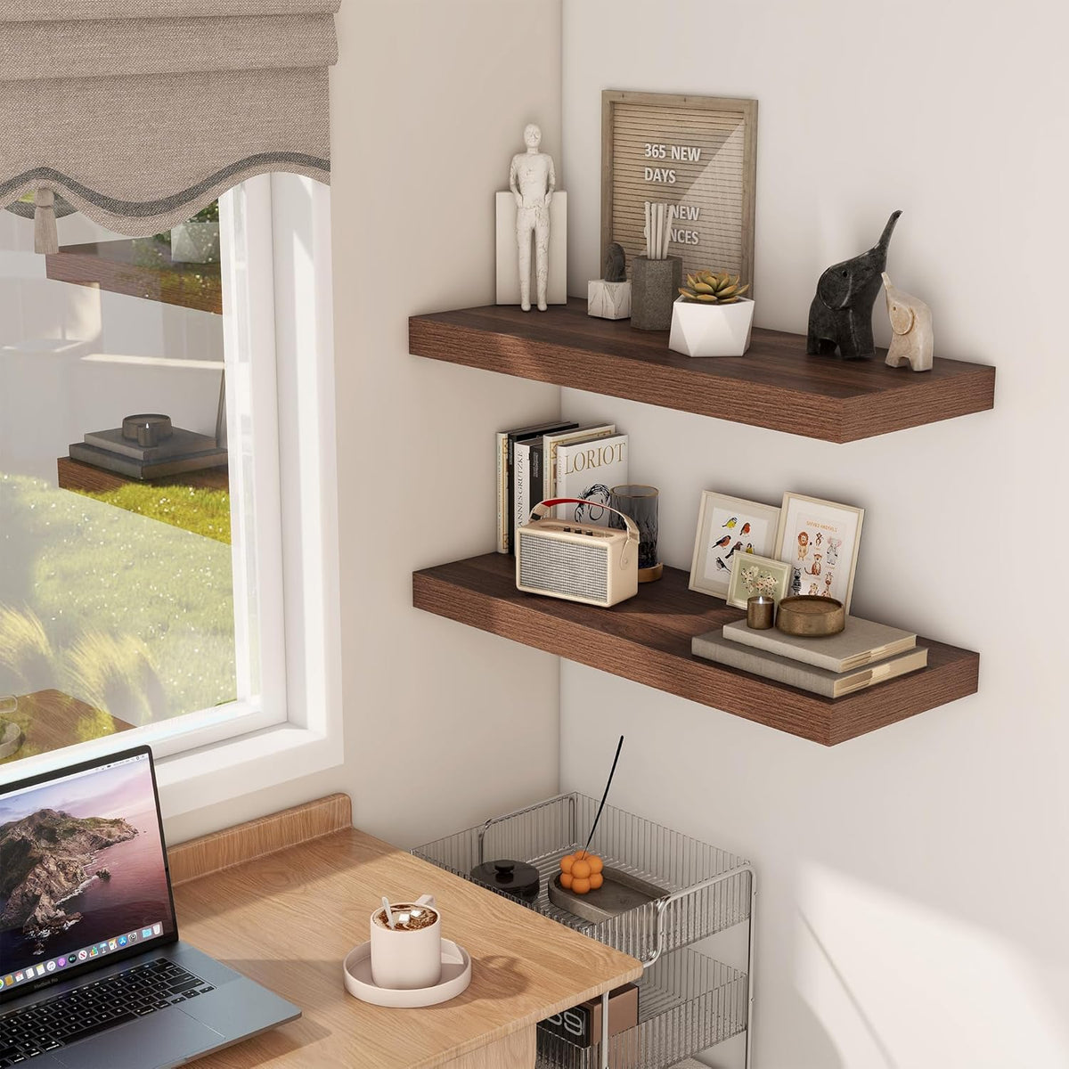 Fun Memories 30 Inch Floating Shelves, 12 Inch Deep Floating Shelf for Wall, Rustic Deep Shelves