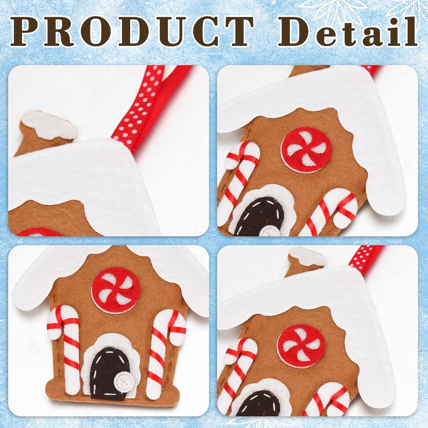 Skylety 8 Pieces 3D Christmas Tree Ornaments Set Felt Santa Snowman Candy Cane Ornament, Stocking