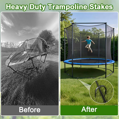 VVOKGO Trampoline Stakes 12 Inches Anchors High Wind Heavy Duty, 8-Pack U Shaped Tie Down Anchor