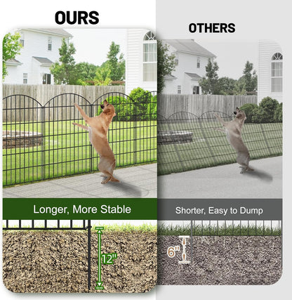 Metal Garden Fence 42in (H) x 23.3ft (L), 10 Panels + 11 Stakes Dog Fence Border Fence Animal