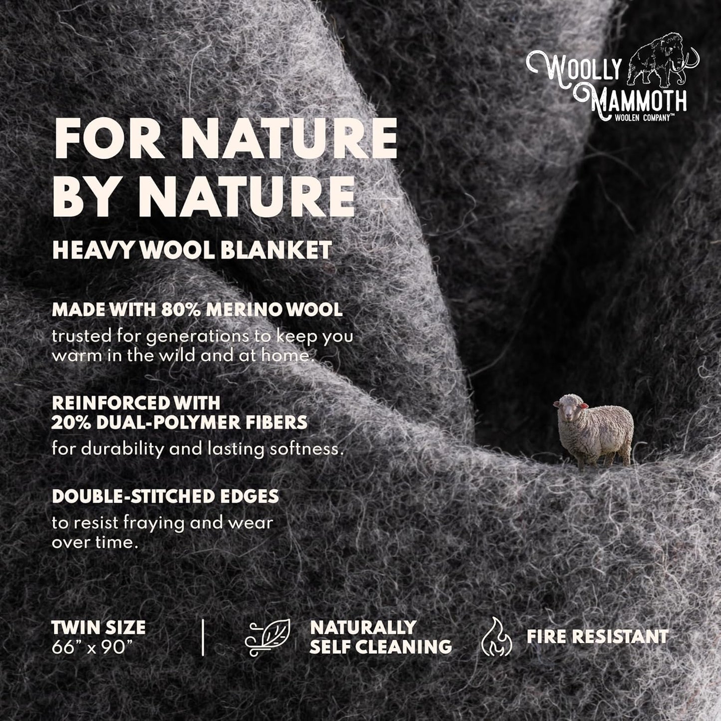 Woolly Mammoth Woolen Co. | Extra Large Merino Wool Camp Blanket | Perfect Outdoor Gear | Bedroll
