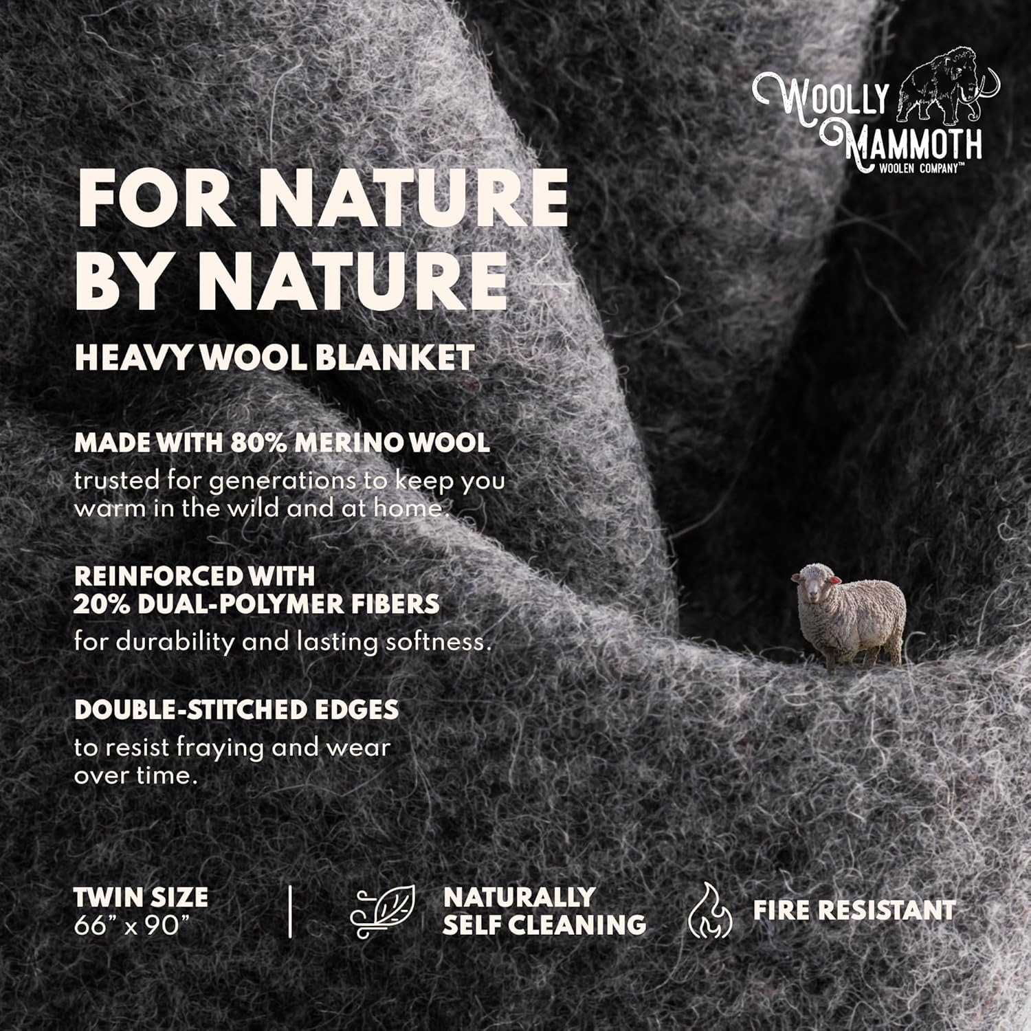Woolly Mammoth Woolen Co. | Extra Large Merino Wool Camp Blanket | Perfect Outdoor Gear | Bedroll
