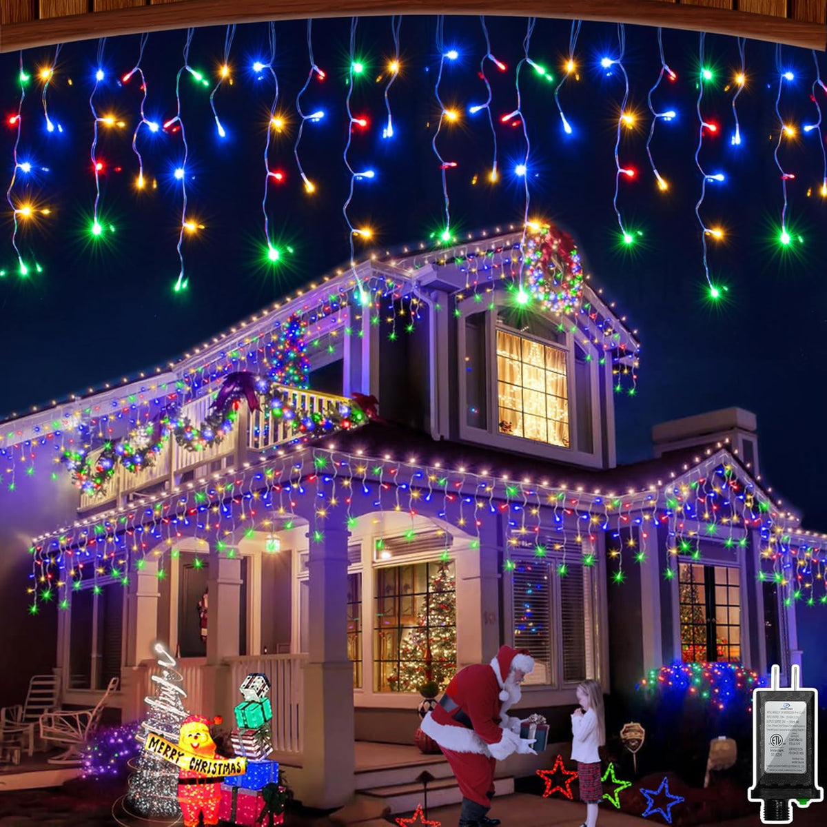 132FT 1332 LED Outdoor Christmas Lights - 296 Ice Drops, 12 Pro Modes with Timer Memory &
