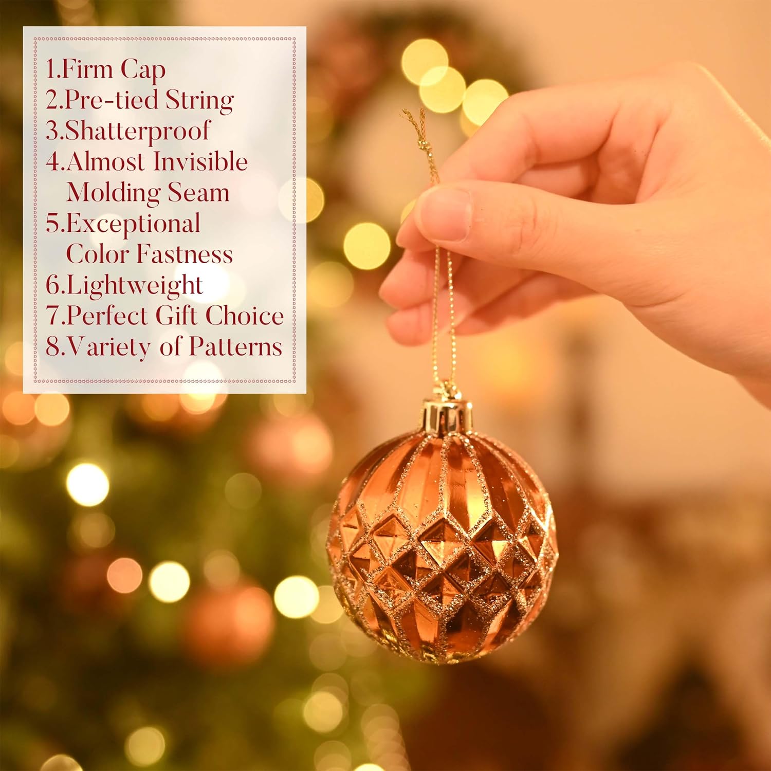 Valery Madelyn Christmas Ornaments Set, 30ct 2 Inches Bronze Copper Brown Gold Shatterproof