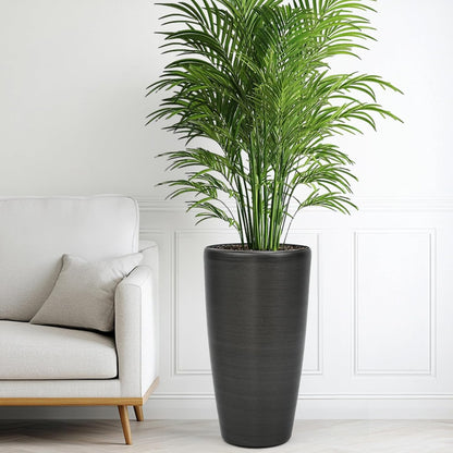22.8" Resin Planters for Outdoor Plants, Set of 2 Modern Large Flower Pots with Handmade Brushed