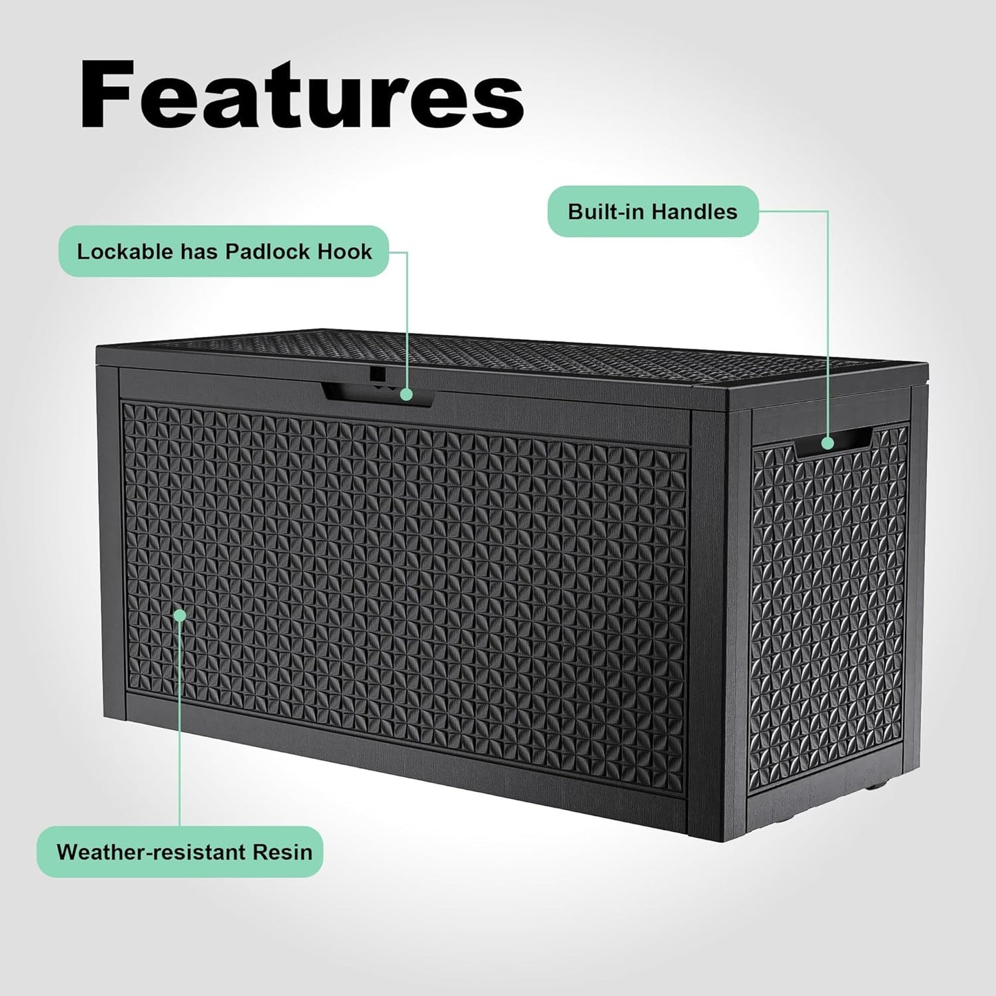 100 Gallon Resin Deck Box, Lockable Outdoor Storage Box for Patio Cushions Storage Furniture,Garden