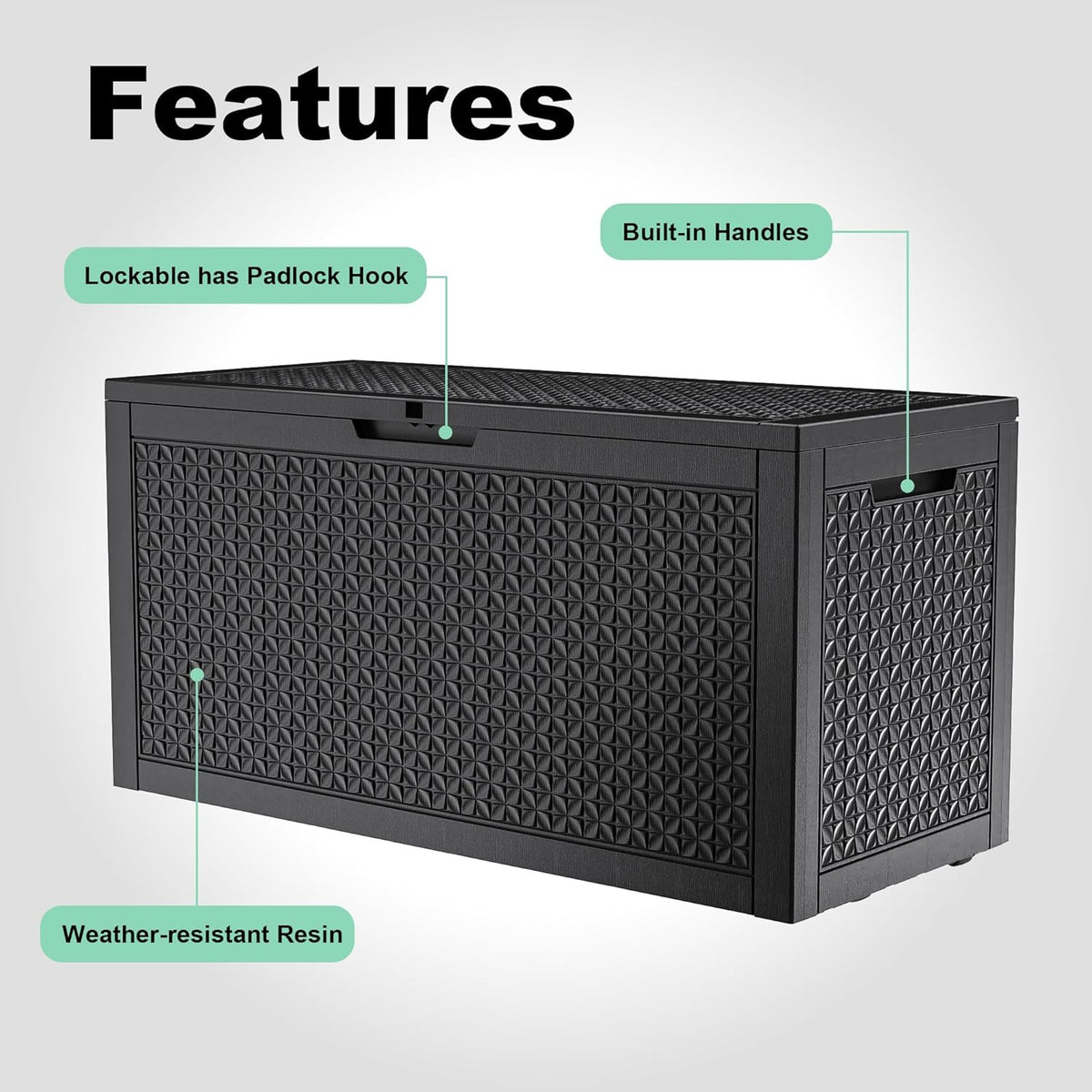 100 Gallon Resin Deck Box, Lockable Outdoor Storage Box for Patio Cushions Storage Furniture,Garden