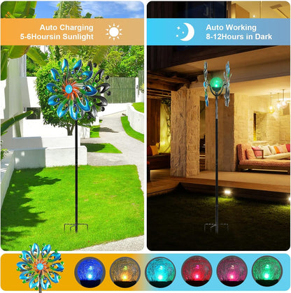 Wind Spinners for Yard and Garden - Wind Sculptures & Spinners, 75 Inch, Navy Blue, Kinetic Art