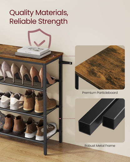 VASAGLE 4-Tier Shoe Rack, Large Shoe Storage Organizer for Closet, Entryway, 15-20 Pairs, with 3