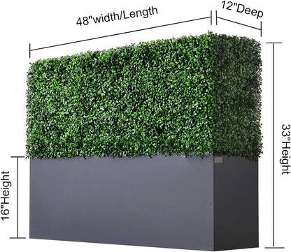 AGPL Upgraded Artificial Boxwood Hedge Wall with Gray Color Planter Box (33.5" Height 48" Width 12"
