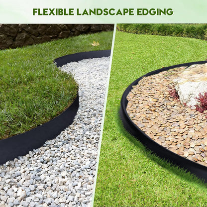 No Dig Landscape Edging 2" x 33FT Kit, Plastic Edging for Landscaping with 100 Spikes, for Garden