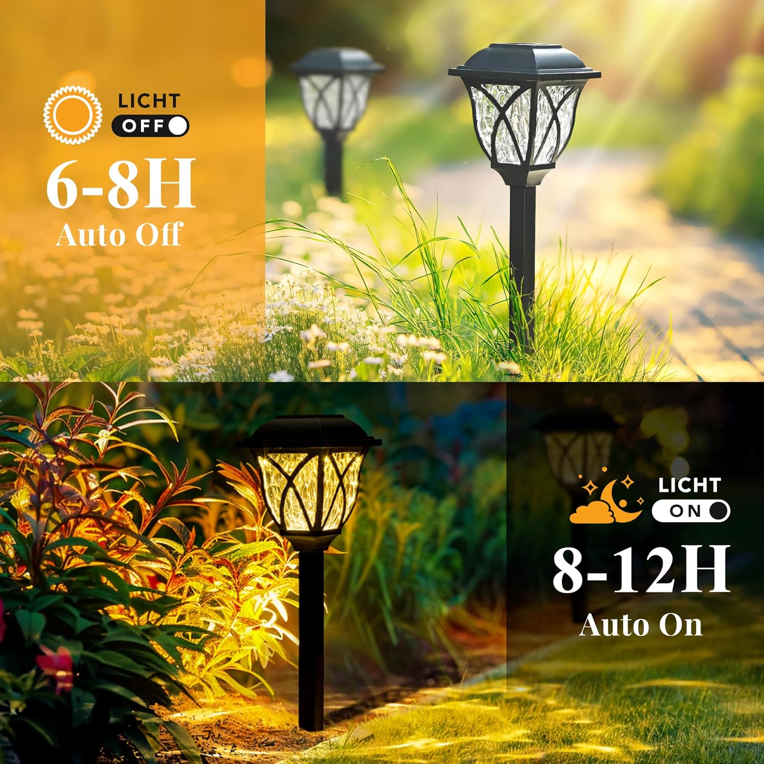 GIGALUMI Solar Lights Outdoor Waterproof, 8 Pack LED Solar Garden Lights, Outdoor Decorations