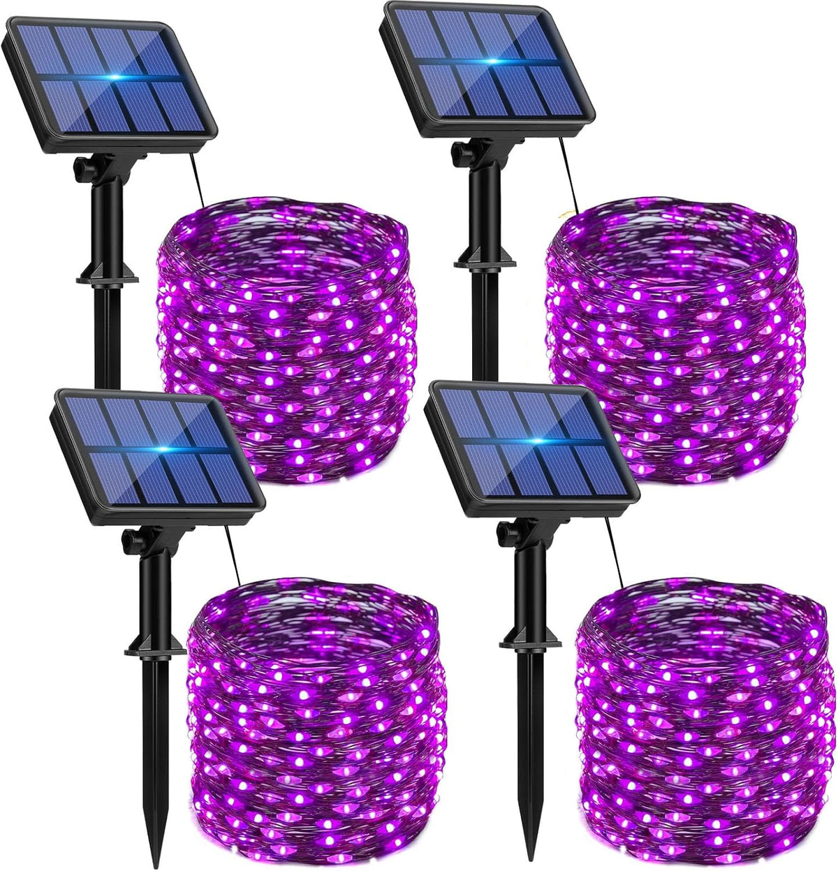 4 Pack Solar String Lights Outdoor - 320LED 132FT Halloween Solar Fairy Lights Outside Waterproof