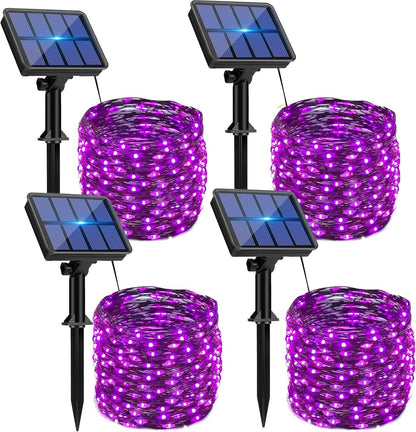 4 Pack Solar String Lights Outdoor - 320LED 132FT Halloween Solar Fairy Lights Outside Waterproof
