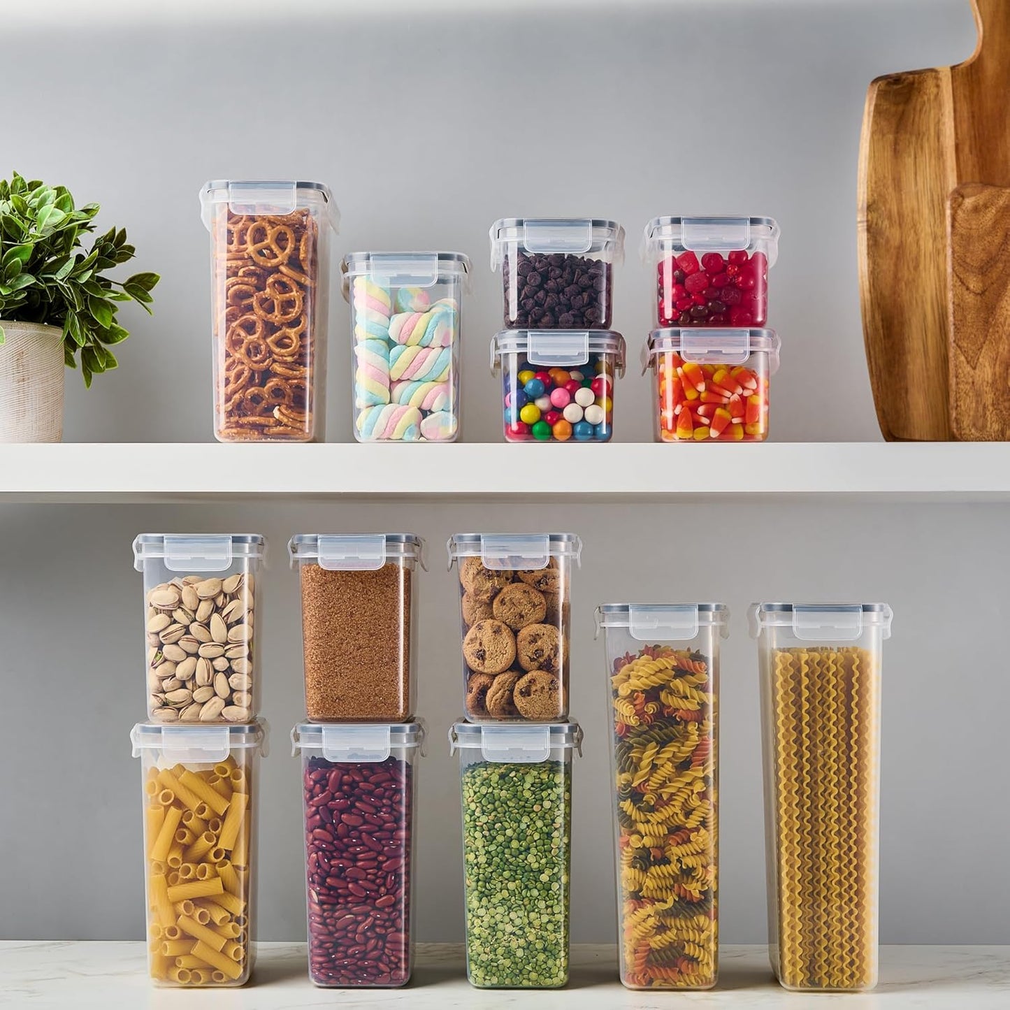 DWËLLZA KITCHEN Set of 14 Airtight Food Storage Containers for Pantry Organization and Storage